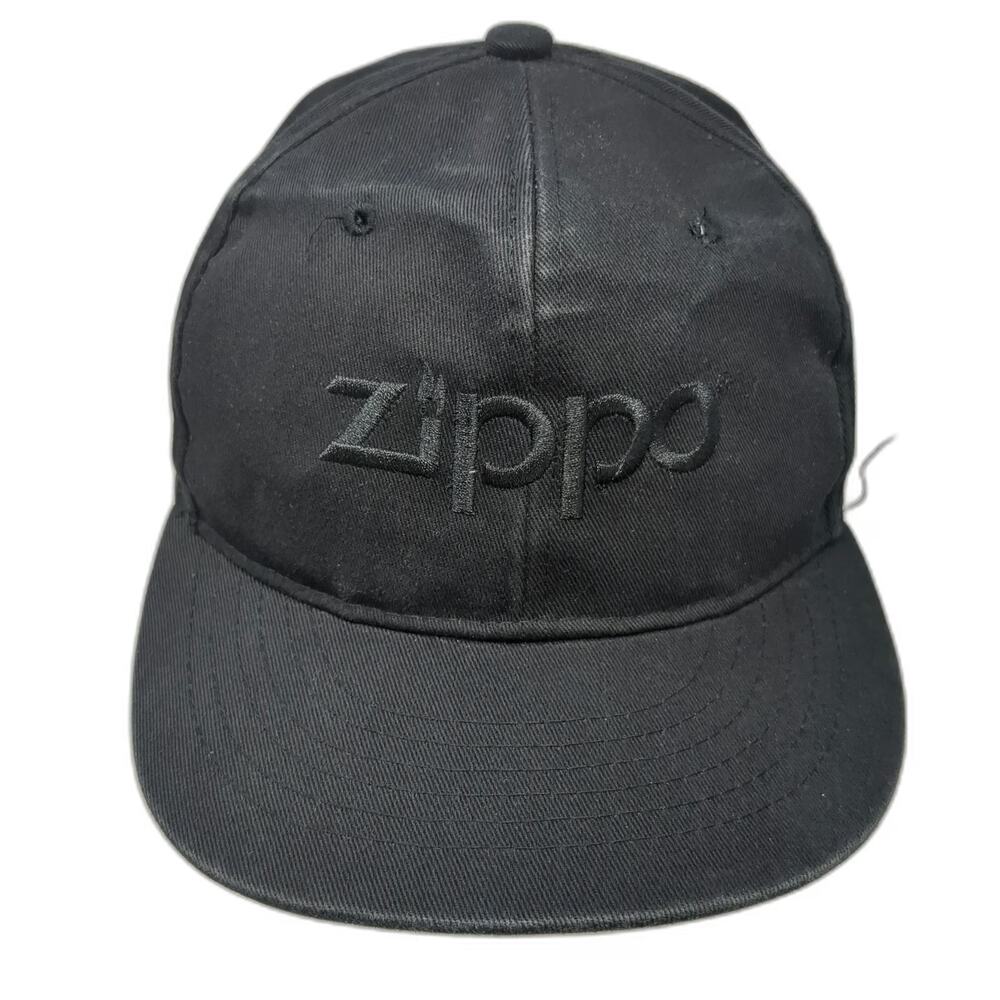 Zippo Snapback Hat Black One Size Embroidered Logo Adjustable Cotton Tonal Cap